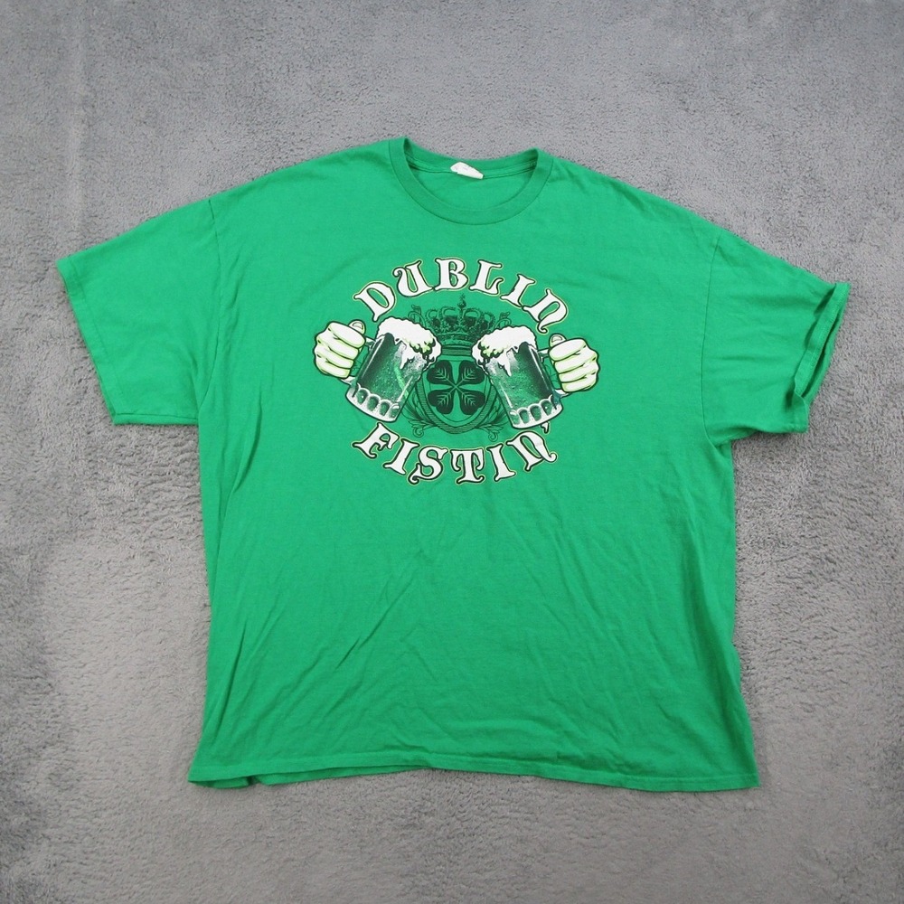 Gildan Mens Dublin Fistin St Patricks Day Beer Graphic T-Shirt Green 2XL